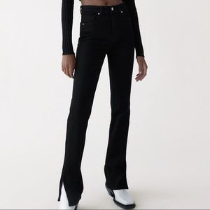 Black Hi Rise Split Jeans